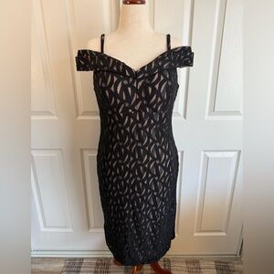 Sparkly Black Lace Off-Shoulder Dress